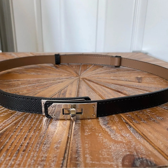 Accessories - NWOT Black Pebbled Faux Leather Adjustable Belt with Silver Tone Hardware